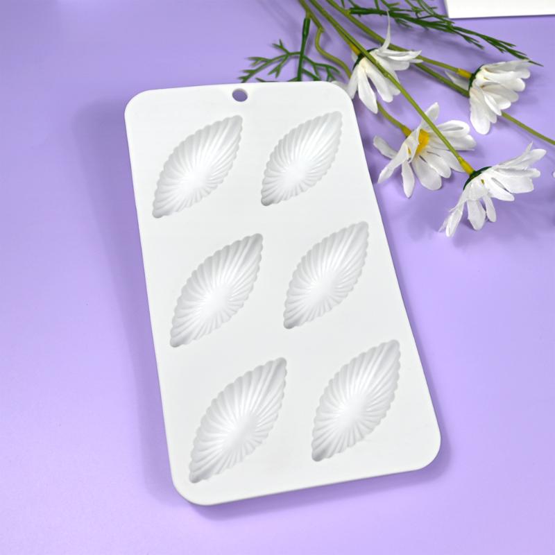 6 Cells 3D Shell Design Pudding Mousse Cake Moulds Madeleine Dessert Chocolate Silicone Mold Cake Decorating Tools