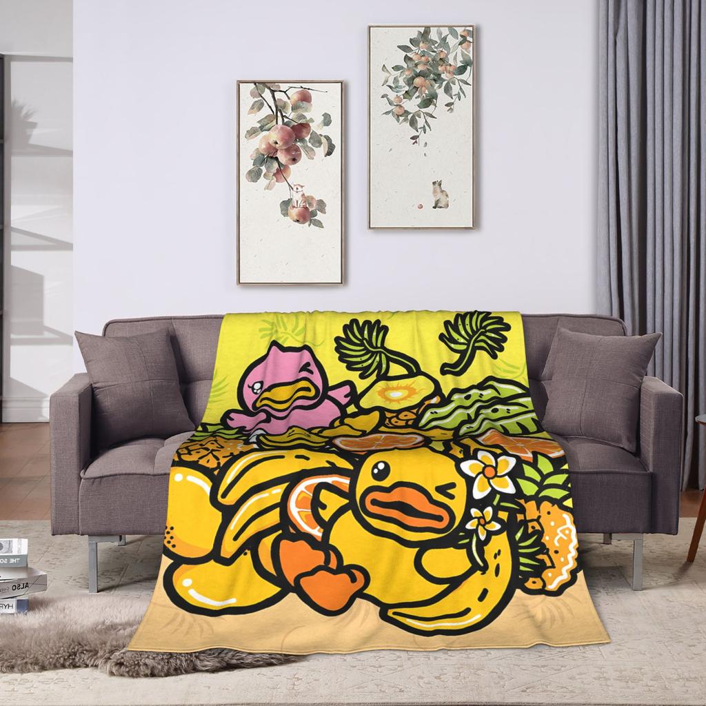Yellow Duck Fruis Blanket  Warm Soft Funny Plush Throw Blanket For Kids Adult Couch Chair Sofa Bed Flannel Bedspread Bed Cover