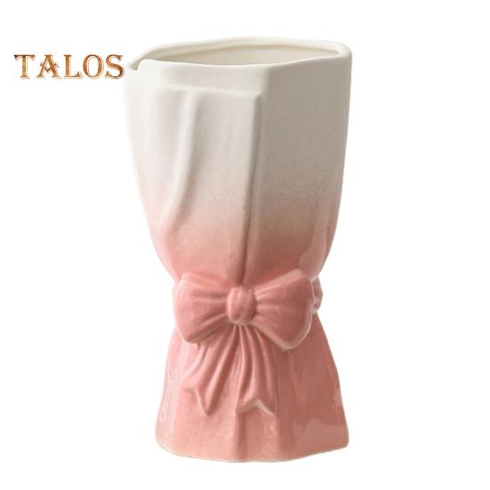 

Керамическая ваза для цветов с бантом в форме пончика, цветочная композиция для свадьбы, Дня святого Валентина, домашнего декора розовый