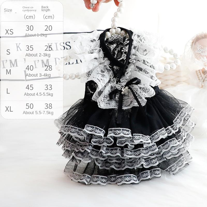 

Одежда для собак весенне-летняя тонкая кошка платье принцессы черное кружевное платье ручной работы для маленькой собаки. S