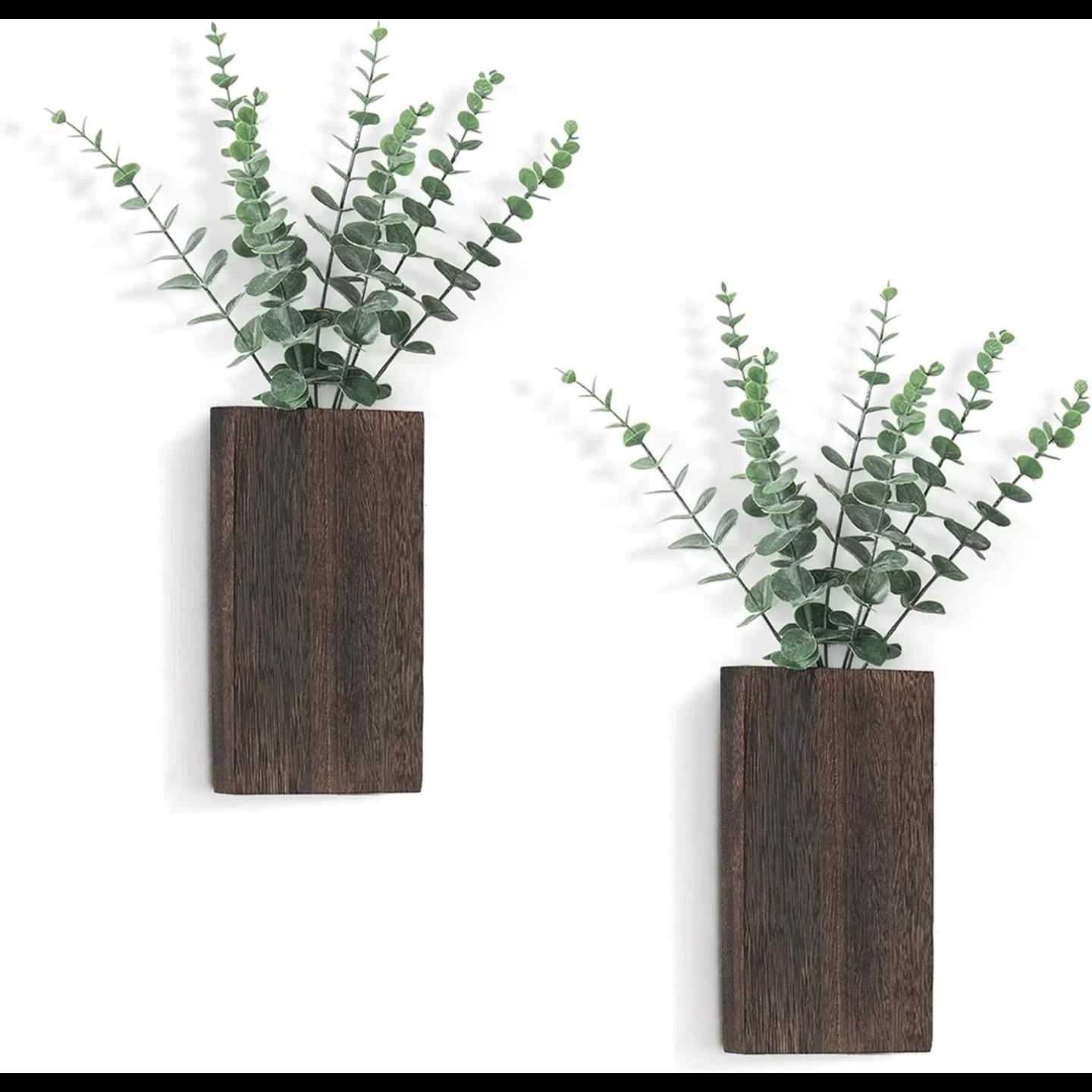 

Деревянная ваза для сухих цветов, подвески ручной работы, поделки для гостиной, украшения для дома и сада, настенные украшения