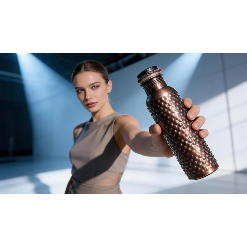 Bakır Şişe Taşıma Çantası ile İçme Suyu için BPA İçermez Sızdırmaz Bağışıklığı Güçlendirir Sindirim ve Karaciğer Sağlığını Destekler Ayurveda'dan İlham Alınmıştır - 1 Litre