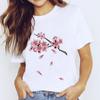 Women's T-Shirt Peach Blossom T-Shirt Print Vouge Casual Graphic O-Neck Harajuku Tshirts 90S Streetwear Fashion Fun Retro To