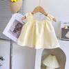 Girl's Three-dimensional Flower Bud Set Summer Cute Sleeveless Top and Shorts Two-piece Set