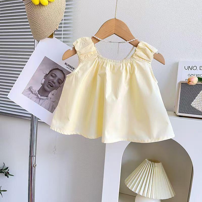 Girl's Three-dimensional Flower Bud Set Summer Cute Sleeveless Top and Shorts Two-piece Set