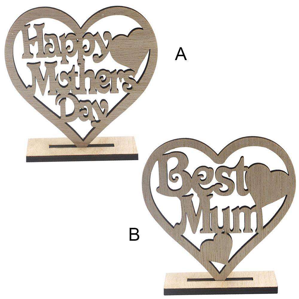 Sign Ornament Love Heart Hollow Out Wooden Slice Best Mum Happy Mothers Day Gift Wood DIY Crafts