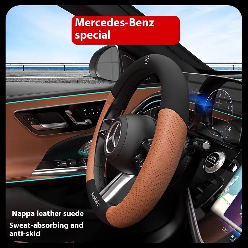 3D ražená kožená potah volantu pro Mercedes-Benz A C E S V Třída AMG GLA GLC GLK Vito SL ML Sprinter SLK Viano