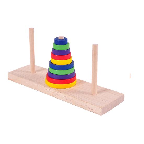 Wooden Tower of Hanoi Ten Layers Developmental Puzzle Game Adult Children Toy