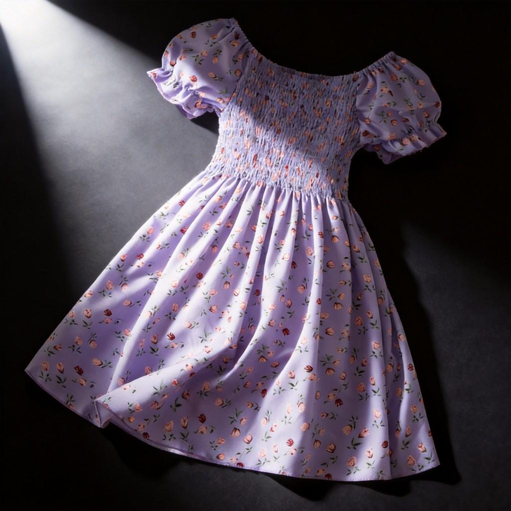 Girl Summer Princess Dress With Floral Print Cotton Blend For Toddler