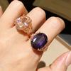 Qicai Liujing Elegant Oval Zirconium Adjustable Ring - Stylish High-End Index Finger Jewelry