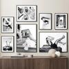 New York Bridge Feather Flower Fashion Girl Wall Art Canvas Painting Posters And Prints Black White Wall Pictures Living Room