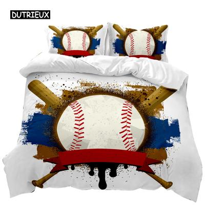 Baseball Duvet Cover Set Baseball Bat Bedding Set for Kids Teens 3D Baseball Sports Double Queen King Size Polyester Qulit Cover