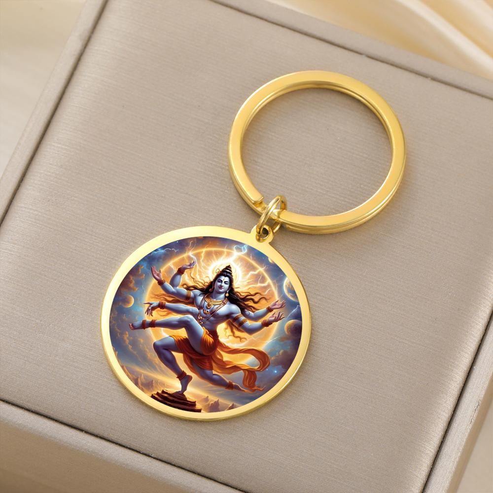 Dawapara Hindu-Gott Amulett Herr Ganesha Schlüsselanhänger Shiva Parvati Anhänger UV-graviert Spirituelles Geschenk Edelstahl Yoga Schmuck