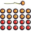 20Pcs 3/4 Inch LED Marker Lights - 3Rd Gen Round Mini Amber/Red Clearance Lights For Truck, Trailer, RV, Bus, Van, Boat, IP68 Waterproof, 12V DC