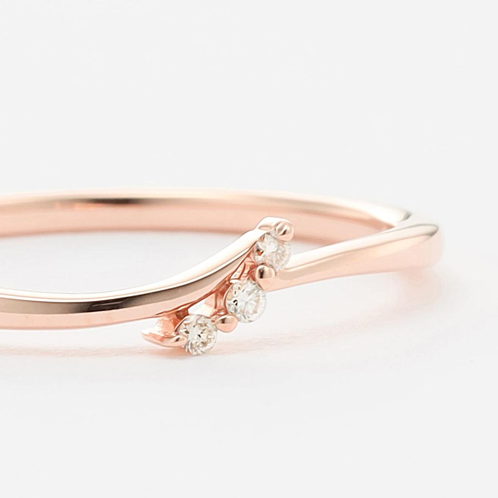 ESTELLE Official 10K Pink Gold with Size Women's Ring, Diamonds, 9, 0130-2961-0029-0009