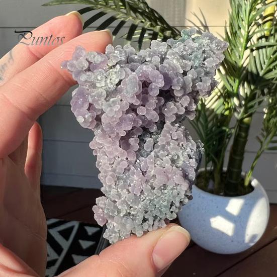 Smooth Polished Rocks Natural Grape Agate Crystal Cluster, Mineral Gemstone, Stone Landscaping for Aquarium Terrarium Decor, Unique Gift Collectors
