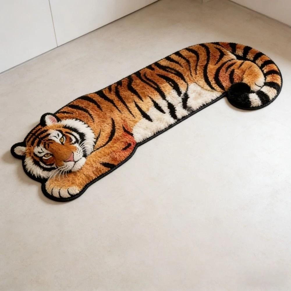 2D Flat Tiger Doormat Water-absorbing Bedside Rug Unique Bedroom Carpet  Home Decor