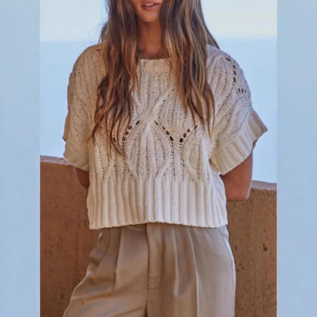 2025 European & American Cross-border Hollow Cable Knit Sweater - Spring/Autumn Lazy Style