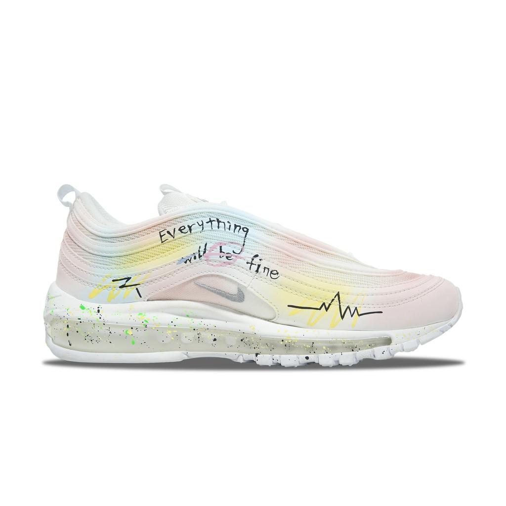 Nike Air Max 97 Abrasion Resistant Low top Running Shoes Unisex White Pink Blue 921826-101(Team252-)