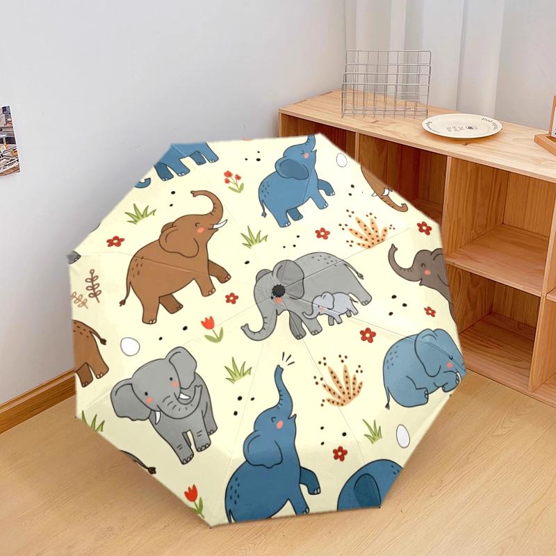 1 Pezzo Ombrello Pieghevole Automatico - Fantasia Animali Carini, Design Portatile e Pieghevole con 8 Stecche, Regali di Natale e Compleanno