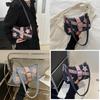 2024 Women's Spring Korean Style Armpit Bag Street Chic Denim Shoulder Bag Casual Small Square Bag Trendy Chain Bag Black