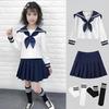 REENEW JK Long Sleeve Sailor Uniform Cosplay Halloween Boys and Easy Navy Perfect for School Cultural Entrance and Includes Pleated School Uniform Set