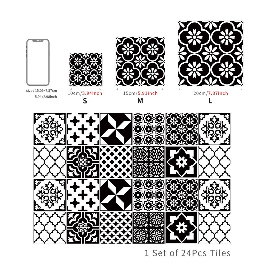 

24Pcs/Set Waterproof Ceramics Wall Sticker 10/15/20cm Tile Decoration Film Floor 10*10cm-Style E