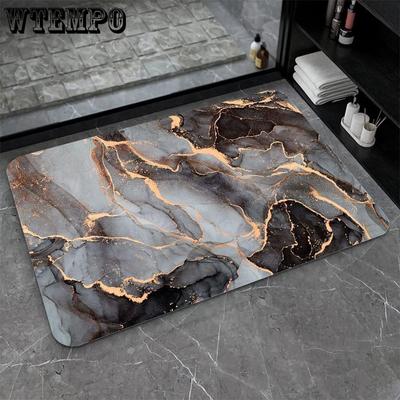 Light Luxury Marble Patterned Carpet Floor Mat Kitchen Bathroom Bathroom Non Slip Foot Mat