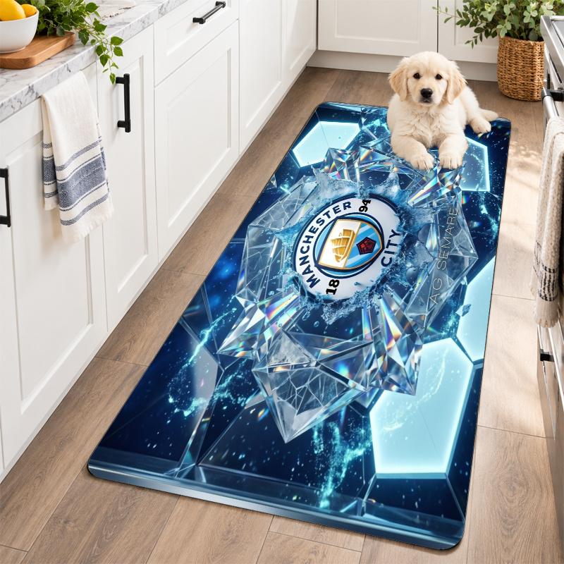 Flannel Kitchen Mat Manchester City Soft Area Rug Non Slip Floor Carpet Home Decoration