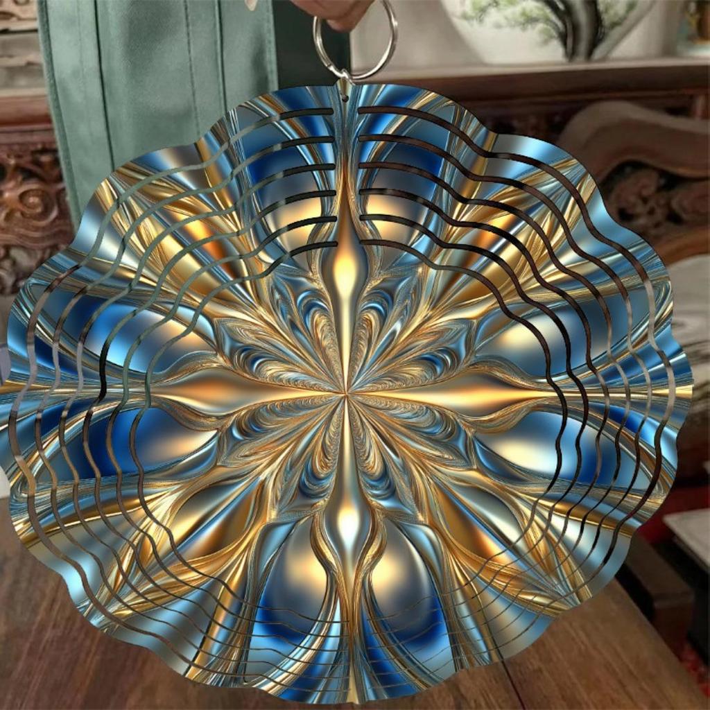 Elegant 10-Inch Metal Wind Spinner - Vibrant 2D Hanging Design for Indoor & Outdoor Decor, Silent 360° Rotating Wind Sculpture