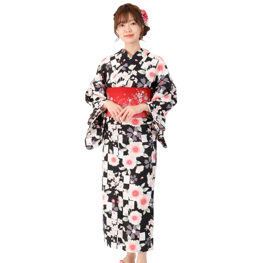 

Yukata large cherry blossom all Japanese easy to knotted thong geta one size fits most [RAVIR] Women s 3-piece set, pattern, adorable, ages, style,