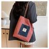 American Style Gingham Checkered Tote Bag Large Capacity Polyester Shoulder Handbag CLE