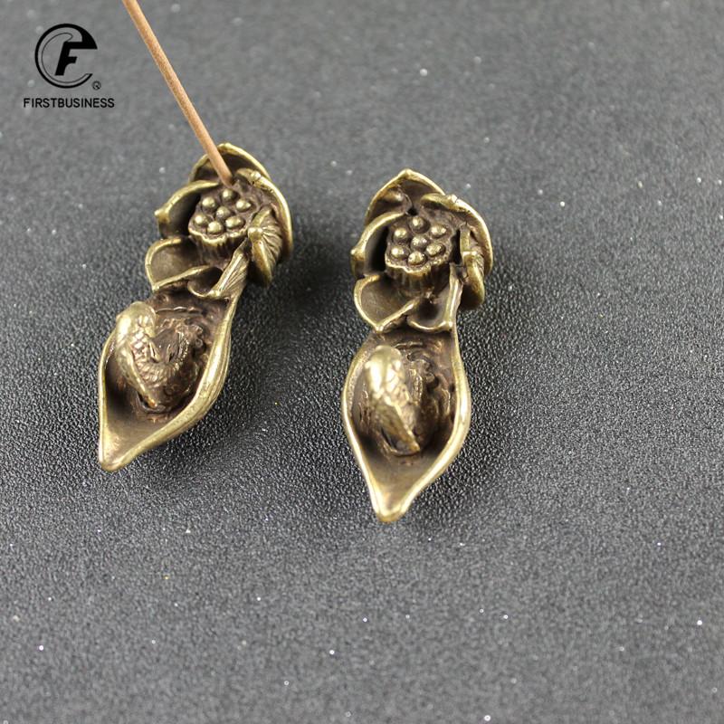 Antique Bronze Lotus Carp Desktop Decorations Incense Burner Vintage Copper Zen Tea Table Ornament Home Decor Crafts Accessories