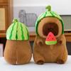 25cm Detachable Watermelon Hat Capi Bara Plush Water Dolphin Doll Watermelon Pull-out Kids Birthday Party Gift Home Decoration