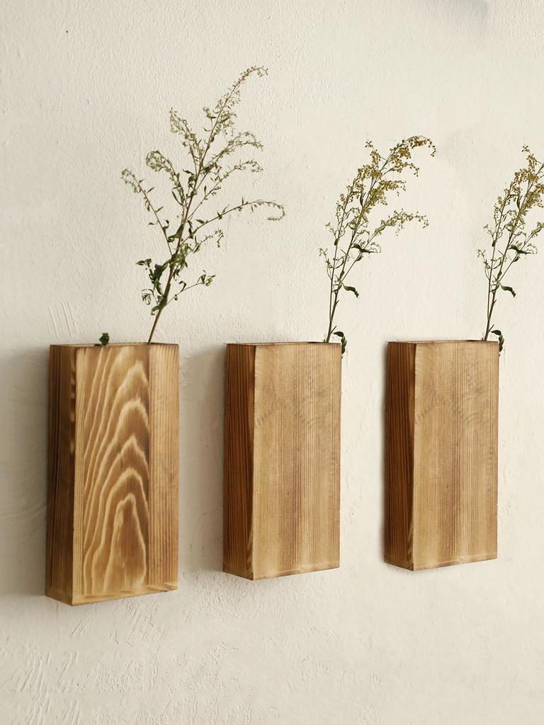 Rustikale Holz-Wandvasen im Bauernhaus-Stil Dekorative Wandhänger-Blumenhalter für Sukkulenten Kunstpflanzen Vasen