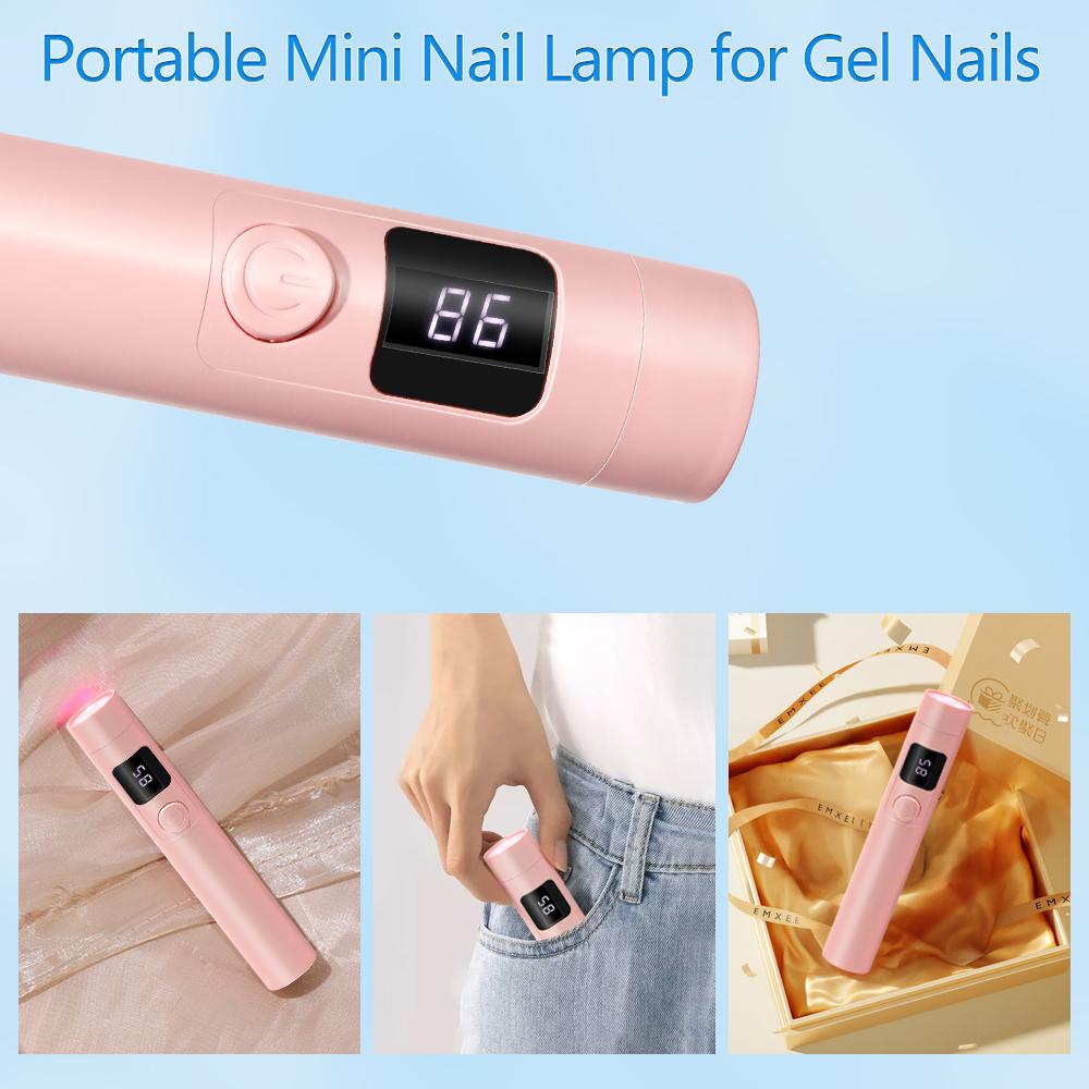 YIKOOLIN Portable Handheld UV Nail Lamp LED Mini Nail Dryer with LCD Screen USB for Gel Nails USB Rechargeable Nail Light