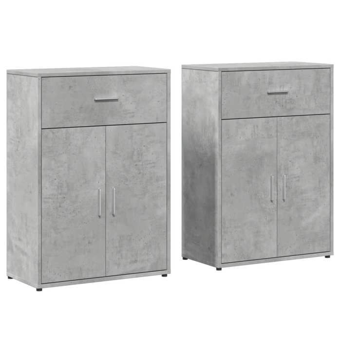 VidaXL Buffets 2 pcs gris béton 60x30x84 cm bois d'ingénierie, armoire de rangement, meuble d'entrée, meuble d'appoint, 3276598