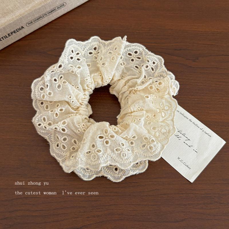 Oversized, White Lace, Headband, Female, 2025 New Model, Korean Style, Rubber Band, French Style, Vintage, Lace Tied Hair