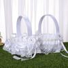 6 Style White Romantic Bowknot Burlap Wedding Ceremony Party Rose Flower Basket