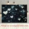 2D Black Silver Hearts Backdrop, Romantic Party Photo Background