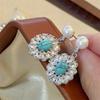 Yuhé New Pearl Earrings with Sparkling Cubic Zirconia and Blue Turquoise S9Silver Needle Old Money Style Light Luxury High-End Earrings