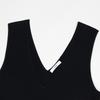 Elegant lady spring and summer black v-neck sleeveless A-word pullover medium and long knitted dress