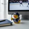 Niche Sports Event Peripheral Hockey Player Rubber Duck Resin Figurine, Statue with Complete Helmet Sturdy Sculpture Stick Jersey Gear, Weatherproof
