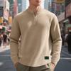 Spring/Autumn Minimalist Casual Men's Loose-Fit Jacquard Stand-Up Collar Half-Zip Base Layer Sweatshirt
