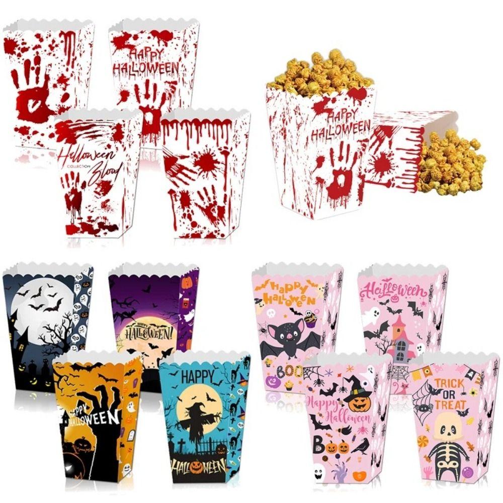 4pcs Pink Halloween Popcorn Box Paper Pumpkin Gift Packing Box Kids