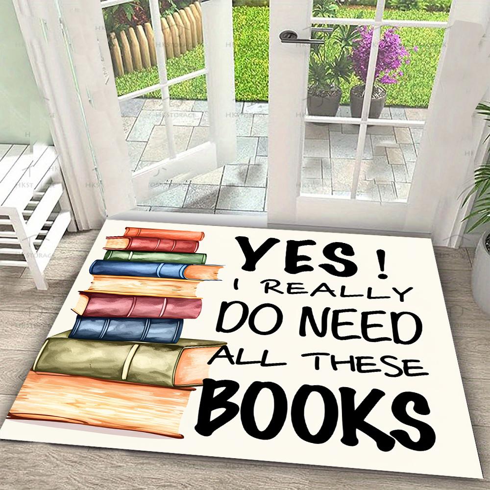 Funny Library Theme Area Rug, Stain Resistant & Non-Slip Floor Mat for Home Office Bedroom Living Room Decor Nordic Carpet