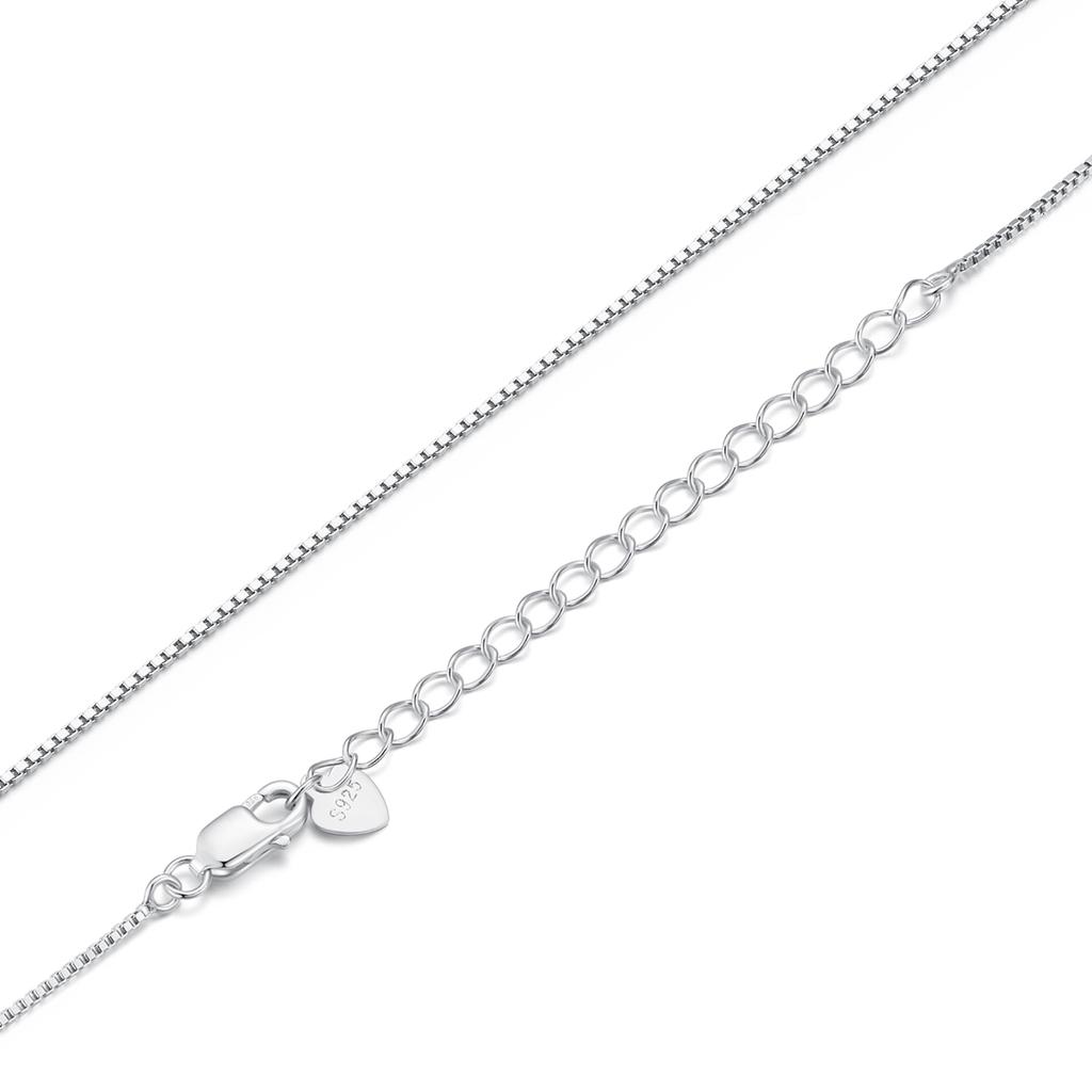 BAMOER Classic Basic O-chain Solid 925 Silver Lobster Clasp Adjustable Necklace Box Cable Chain DIY Jewelry for Women