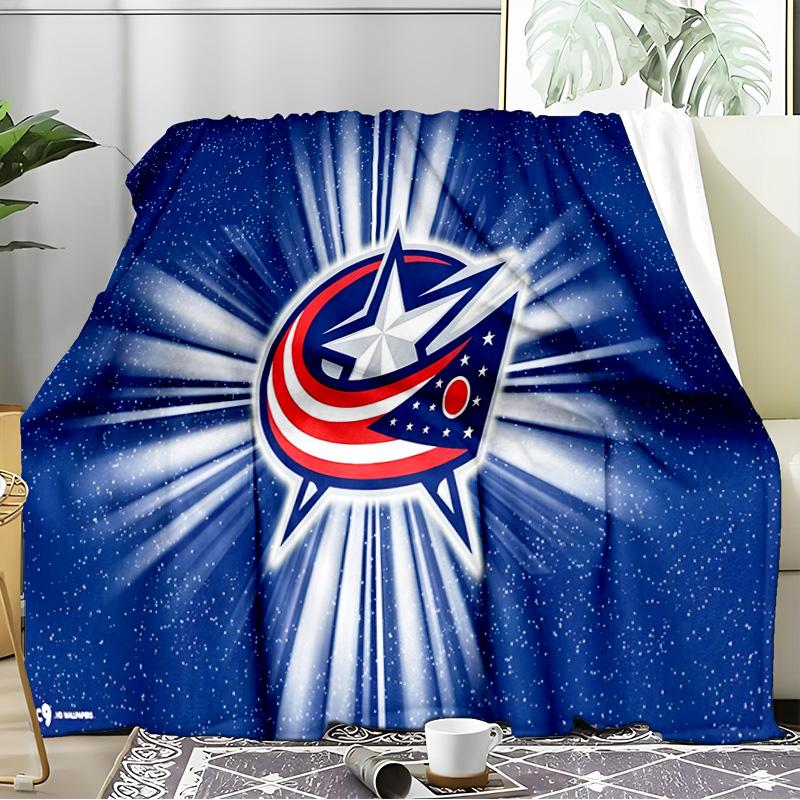 Blue Jackets Blanket Flannel Throw for Sofa, Travel, Camping, Livingroom, Office, Chair and Bed Soft and Warm Holiday Birthday Gifts