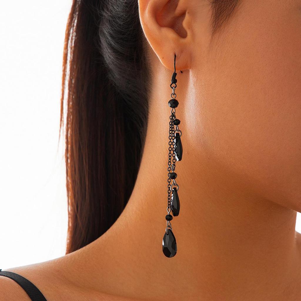 Crystal Tassel Drop Earrings - Halloween Blood Drop Design for Women