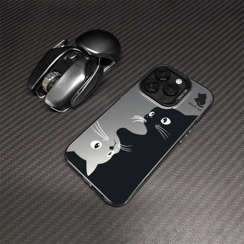 Pink Cute Cat IMD Case For Samsung Galaxy S25 S23 S22 S26 Ultra S24 Plus S24 FE A17 A07 A56 A36 A55 A35 Plastic Laser Matte Coo